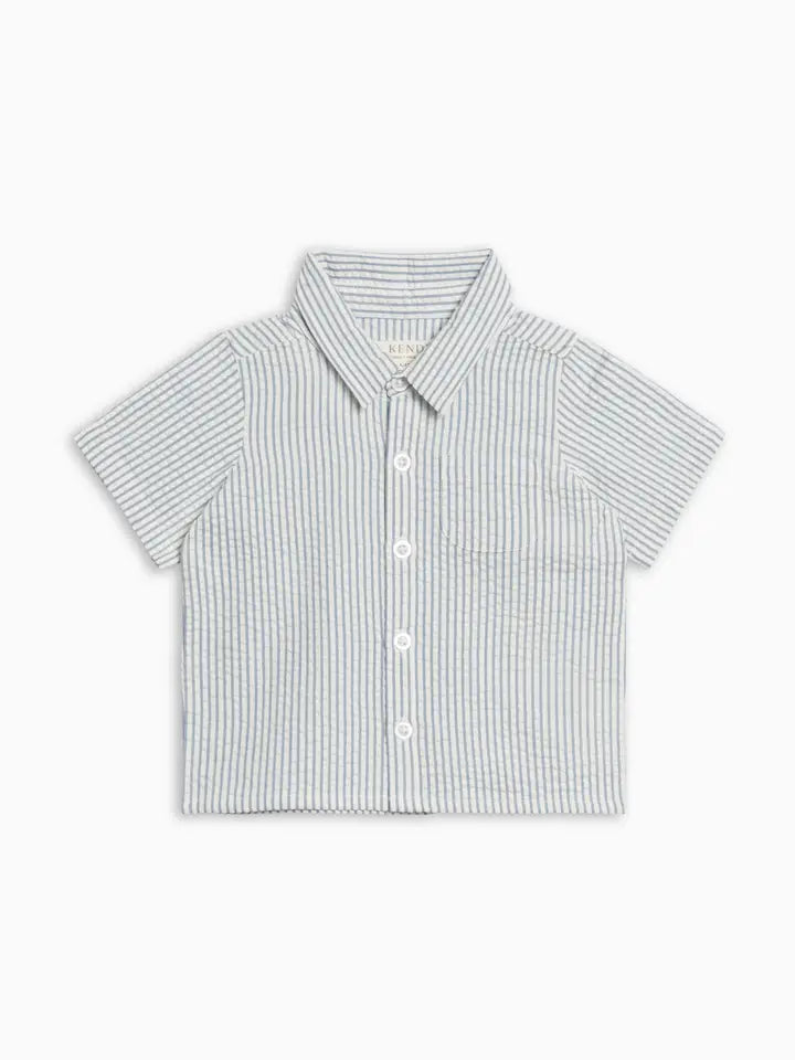 Landon Seersucker Button Down Shirt - Organic