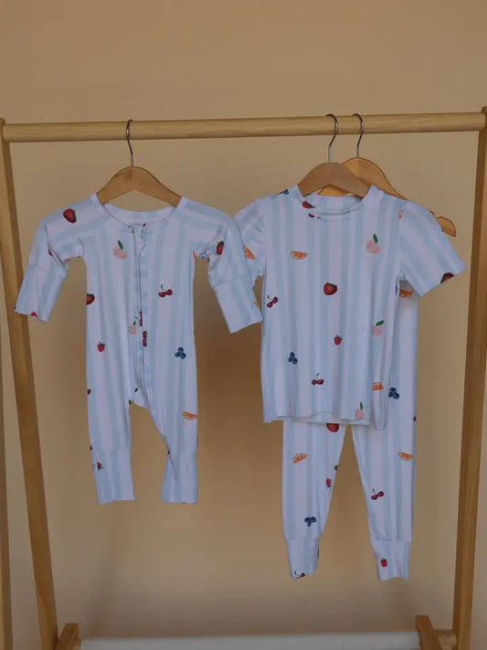 Striped Fruits Bamboo Pajamas