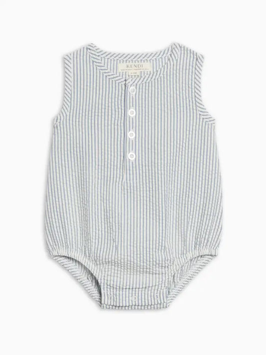 Jacob Seersucker Bubble Romper - Organic