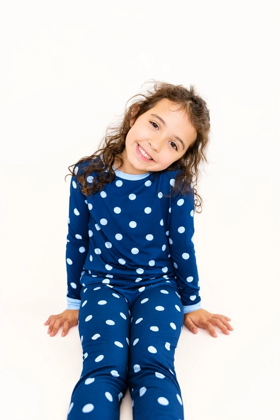 Navy Polka Dot Bamboo Pajamas