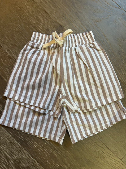 Ben Vintage Stripe Shorts - Beige