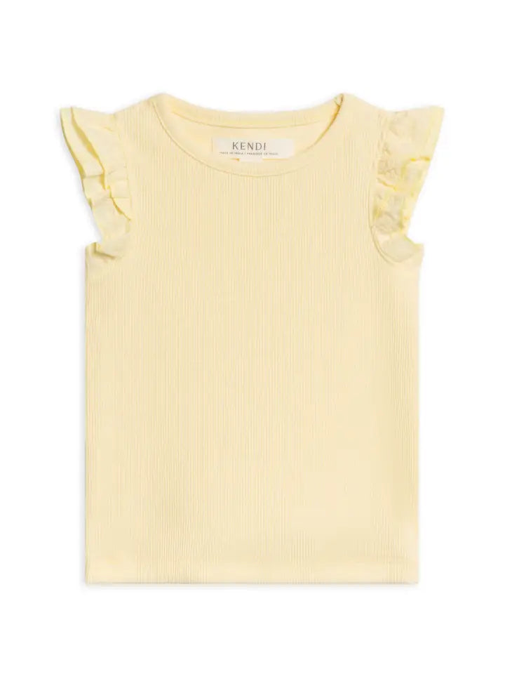 Daphne Ribbed Tank with Eyelet Ruffle
