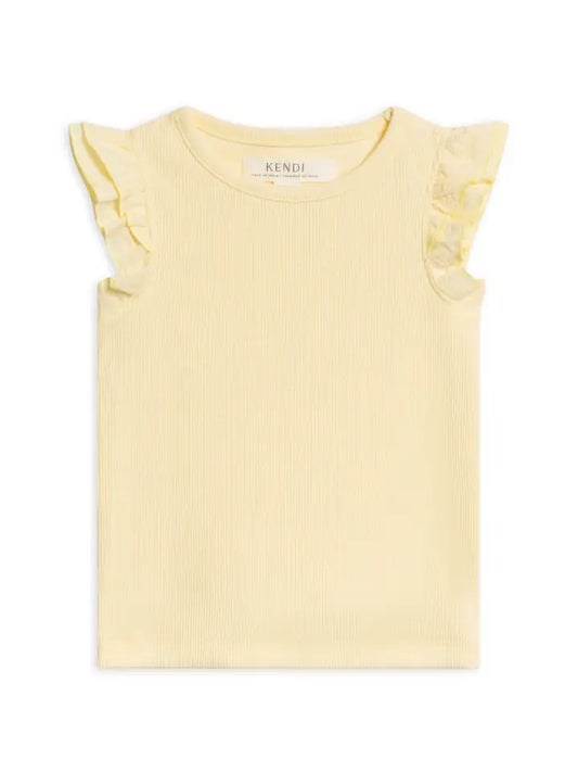Daphne Ribbed Tank with Eyelet Ruffle