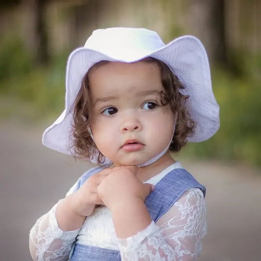 White Seersucker Sunhat UPF 25+