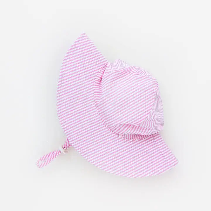 Pink Seersucker Stripe Sun Hat UPF 50+