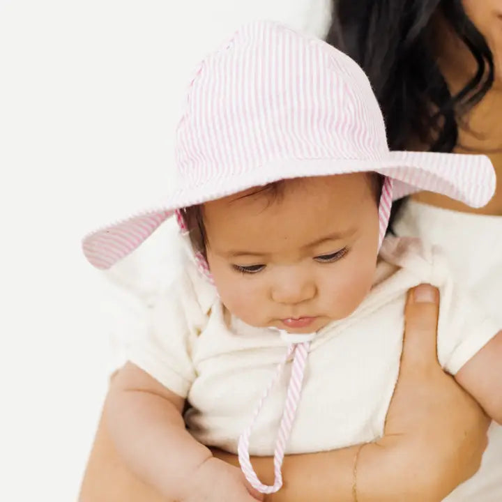 Pink Seersucker Stripe Sun Hat UPF 50+