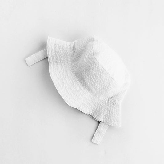 White Seersucker Bucket Hat UPF 25+
